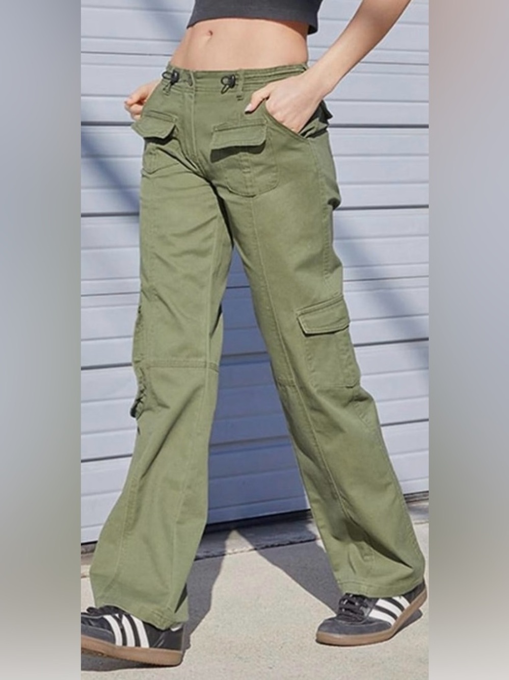 Brandy Melville 100% Cotton Women’s Olive Cargo Pants OS/Small Utility Gorpcore